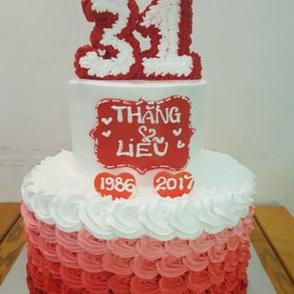 Bánh kỉ niệm ngày cưới 2 tầng chữ 3D