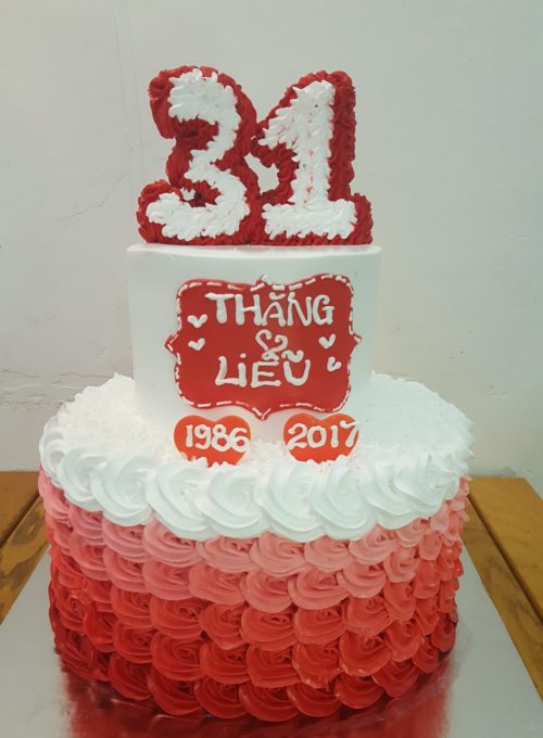 Bánh kỉ niệm ngày cưới 2 tầng chữ 3D