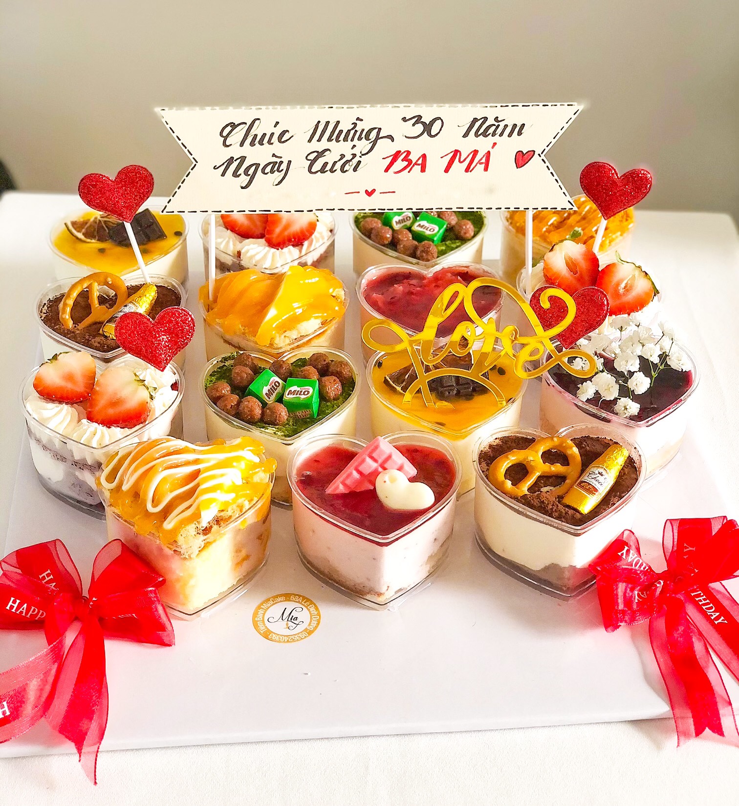 Set Cup mix nhiều loại bánh hình tim - Tiệm bánh MiaCake Đà Nẵng