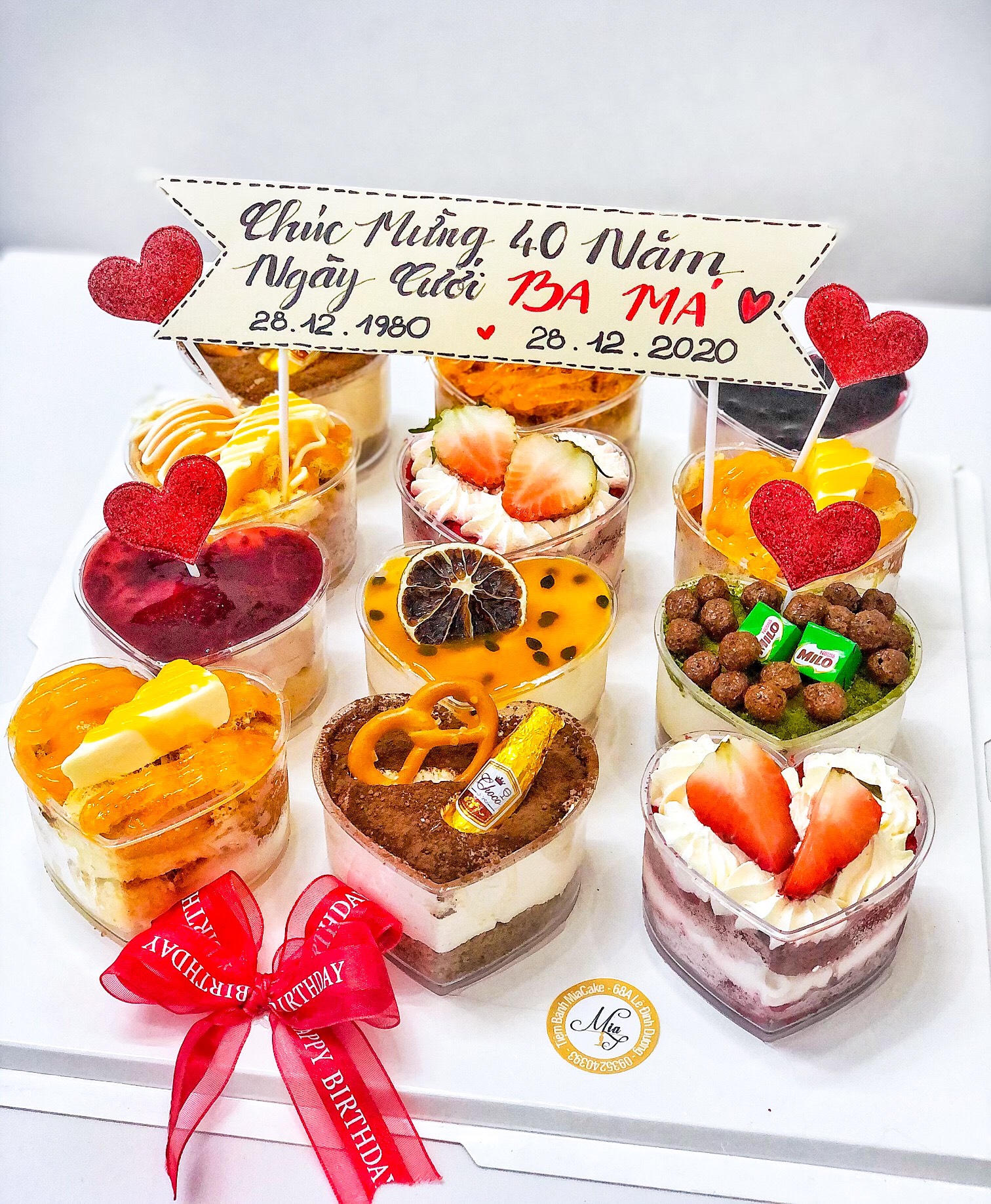 Set Cup mix nhiều loại bánh hình tim - Tiệm bánh MiaCake Đà Nẵng