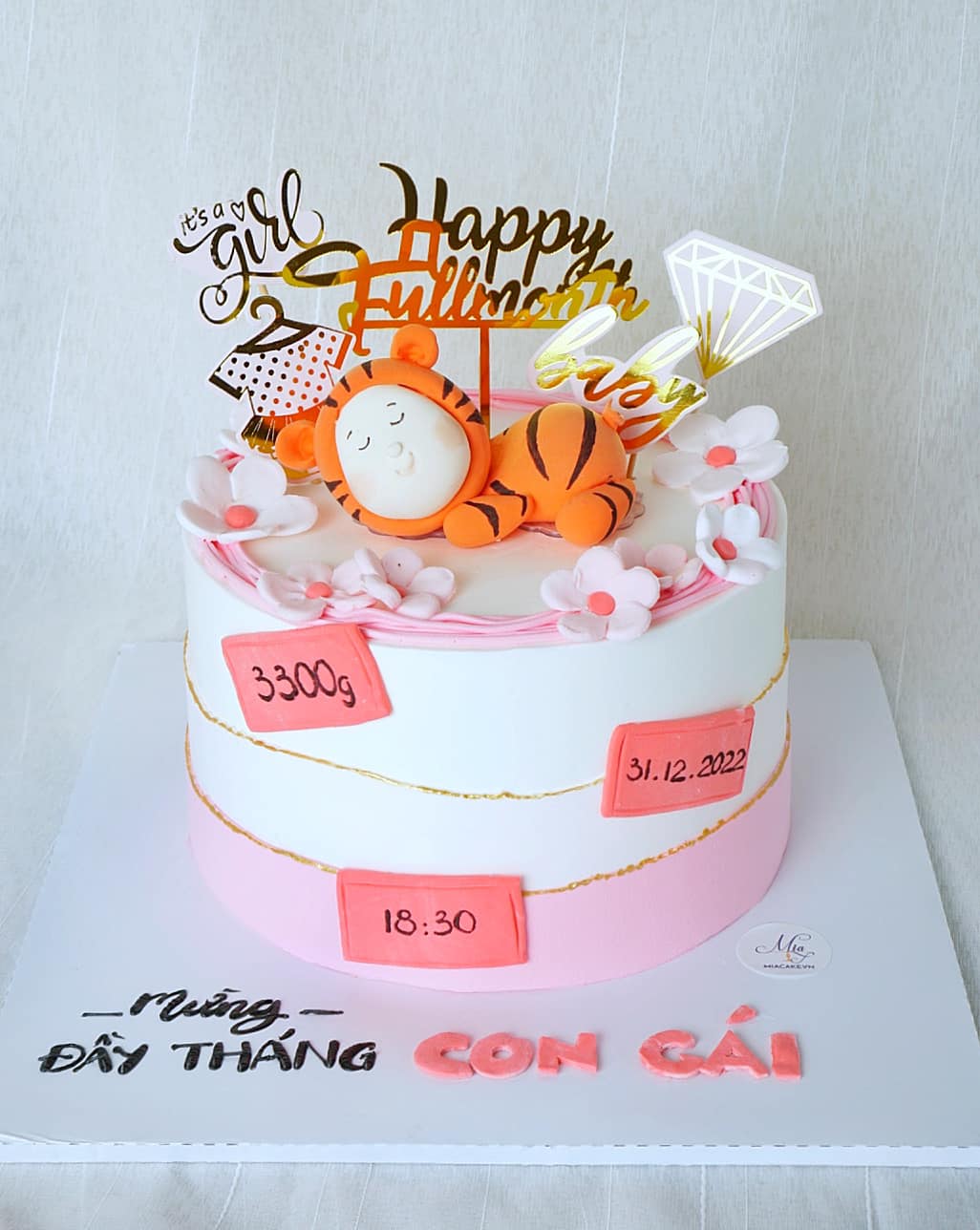 Bánh sinh nhật con hổ đẹp ngộ nghĩnh mừng đầy tháng sinh nhật bé tuổi dần  9506 - Bánh fondant