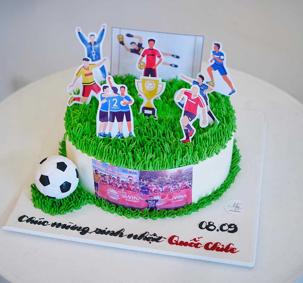 Bánh sinh nhật tạo hình 3d quả bóng đá trên sân cỏ độc đáo tặng Má  Bánh  Kem Ngộ Nghĩnh