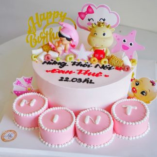 Bánh kem sinh nhật bé gái tuổi mèo fondant | vuatrangtri.vn